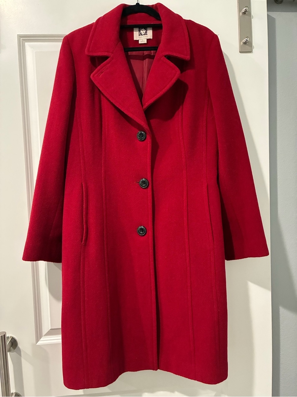 Anne Klein Vibrant Red Wool Pea Coat